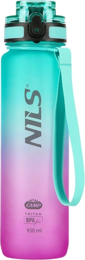 NILS Camp Tritán vizespalack 950 ml szűrővel – zöld‑rózsaszín