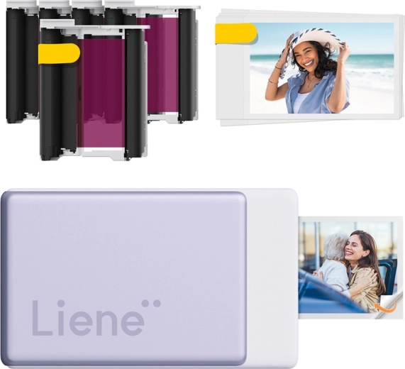 Liene Pearl N200 Pro hordozható fotónyomtató 2 × 3" öntapadós papírral, lila (kezdőkészlet)