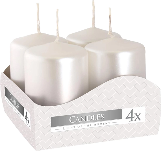 Adventi gyertyák 60 × 40 mm fémes fényes fehér (4 db)