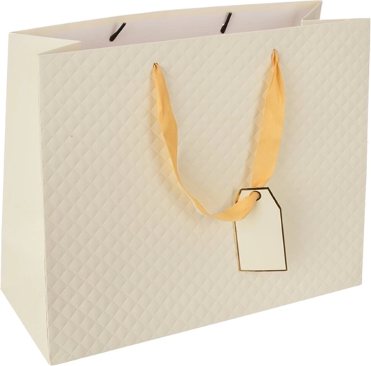 Ajándék papírtáska quilt bézs 31 × 12 × 26 cm