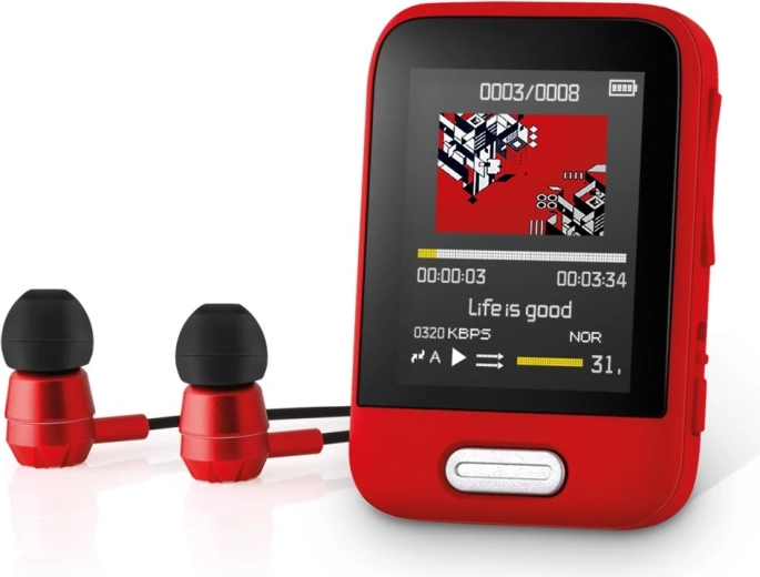 Hordozható MP3/MP4 lejátszó 16 GB tárhellyel, Bluetooth-szal és 1,8" kijelzővel