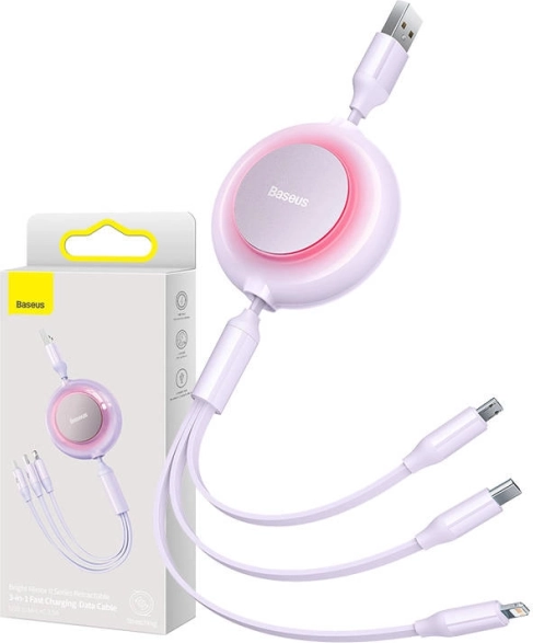 Baseus Bright Mirror II Series visszahúzható 3 az 1-ben gyorstöltő kábel