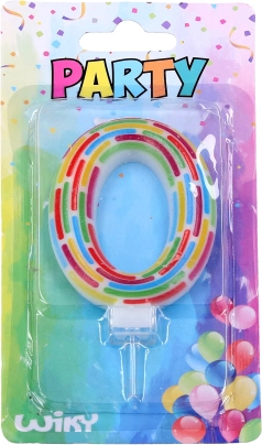 Partygyertya 0 szám csíkokkal