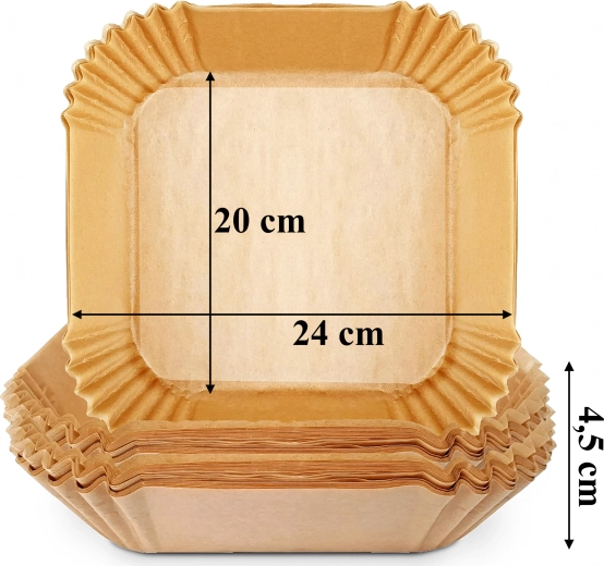 Papírbetétek forrólevegős sütőhöz (Air Fryer) 20 × 20 cm, 100 db