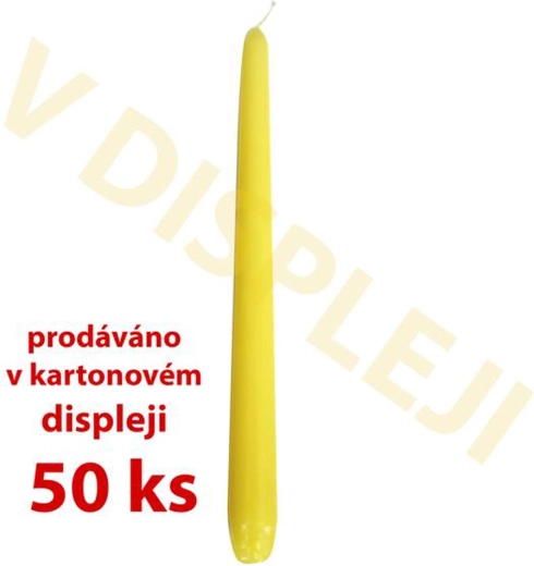 Kúpos paraffingyertyák sárga, 18,5 × 2,3 cm – 50 db-os csomag