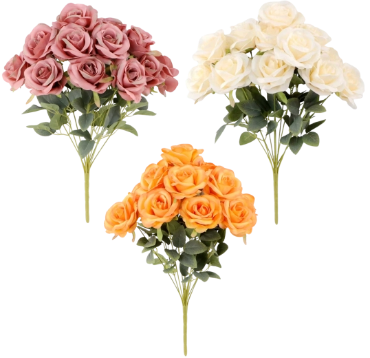 Mű rózsacsokor (12 virág) 47 cm – vegyes színek