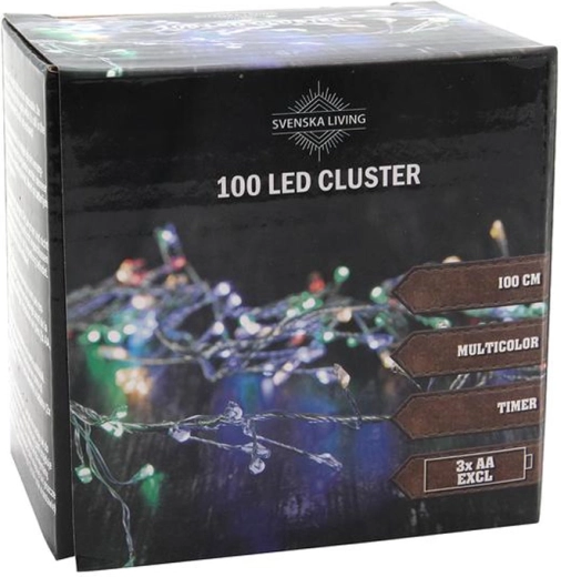 Fényfüzér időzítővel, 100 LED, fürt, 100 cm