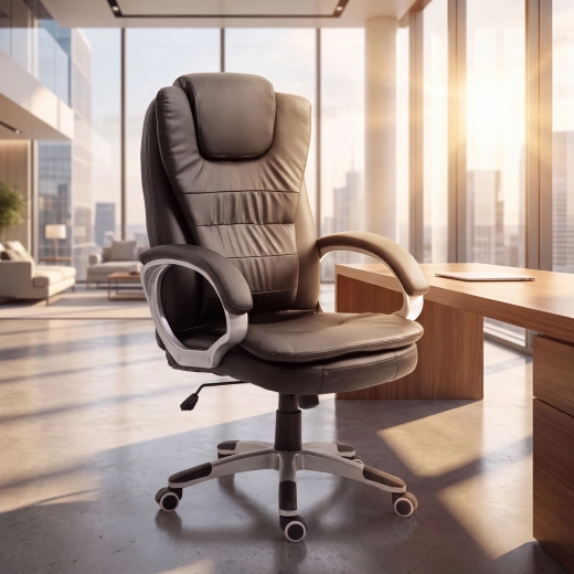 Fekete műbőr ergonomikus irodai szék
