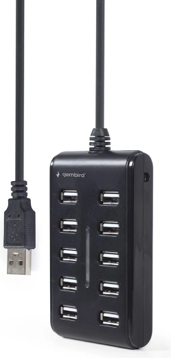 USB hub 2.0 10 porttal, fekete