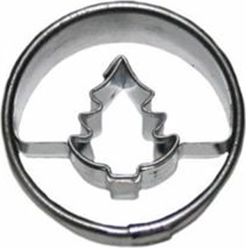 Fenyőmintás karácsonyi süti-kiszúró, kör alakú, 3 × 1,6 cm