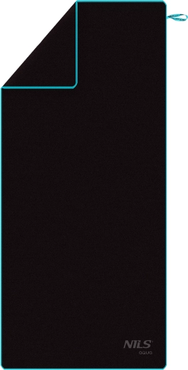 Gyorsan száradó NILS aqua mikroszálas törölköző, fekete/kék, 200 × 90 cm