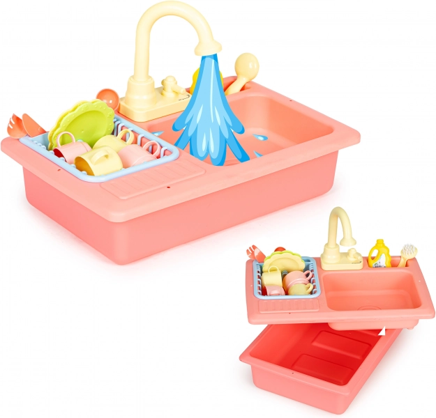 Játékkonyhai mosogató vízcsappal és kiegészítőkkel