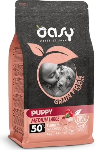 Oasy grain free pro közepes és nagytestű kölyökkutyáknak pulykával 2,5 kg