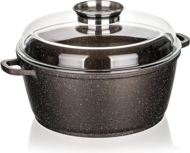 28 cm-es Premium Dark Brown tapadásmentes lábas üvegfedővel és aroma gombbal