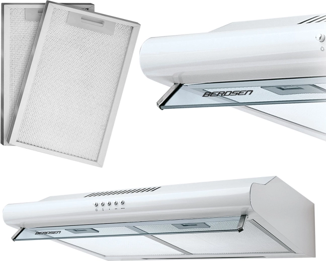60 cm-es fehér BERDSEN BE-10A pult alá szerelhető páraelszívó