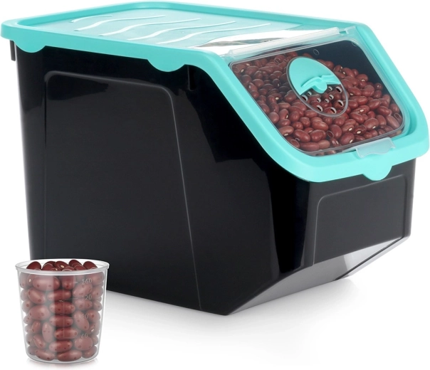 Fekete gyümölcs- és zöldségtároló fedéllel, 12 l