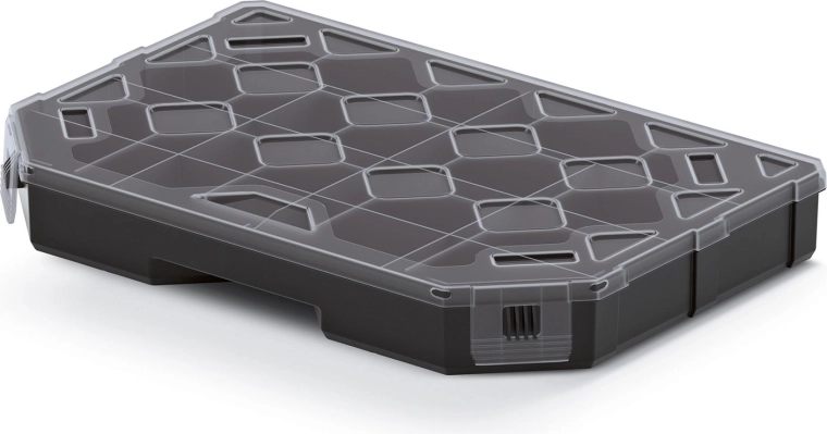 Válaszfalas rendező 284 × 195 × 40 mm, fekete átlátszó fedéllel