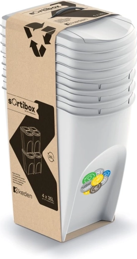 4 darabos Sortibox szemetes szett 4×35 l – hamuszürke