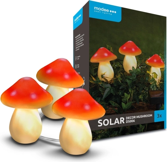 Modee dekoratív napelemes LED lámpák gomba formában, 3 db