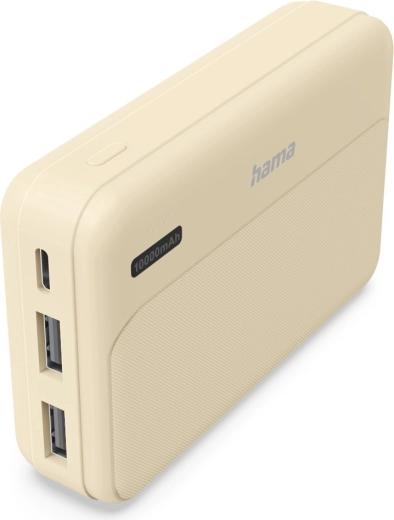 Hama Power Pack Pocket 10 powerbank 10000 mAh, 2× USB-A, homokszín