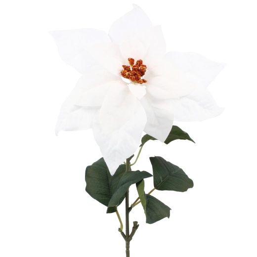 Mesterséges mikulásvirág-ág 72 cm fehér