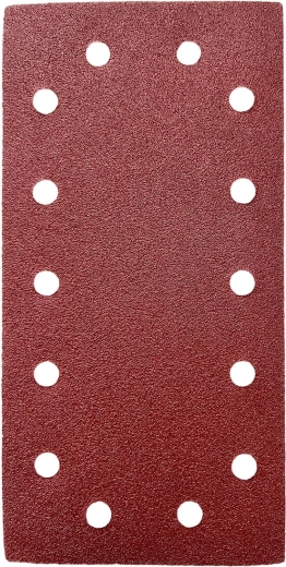 Csiszoló lap 115 × 230 mm, szemcseméret 120, tépőzár, 14 furat (5 db)