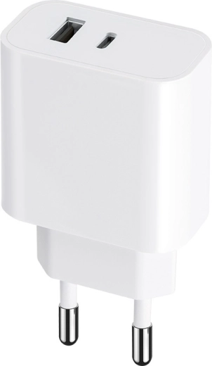 MAXLIFE 30 W töltő USB-C és USB csatlakozóval, PD/QC, fehér