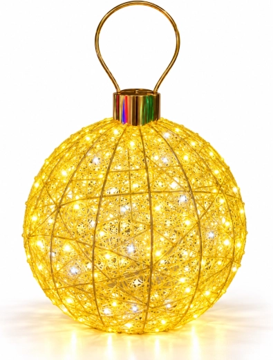 3D LED karácsonyi dekoráció sárga gömbdísz alakban, 80 × 130 cm