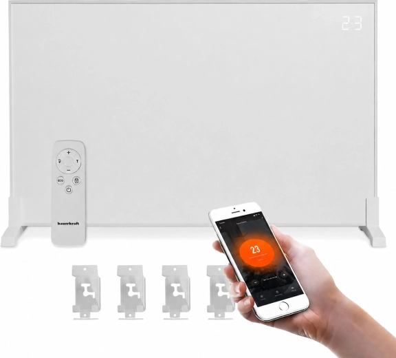 Bauerkraft infravörös fűtőpanel 1200 W Wi‑Fi 60 × 120 cm LED kijelzővel