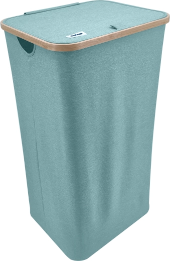 Menta szennyeskosár bambusz peremmel, 98 l, mentazöld