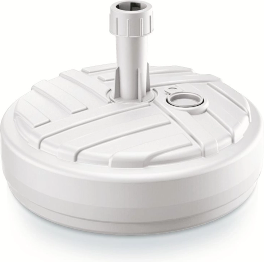 UMBRELLA napernyőtalp, kerek 39 cm, fehér, rattan hatás, tölthető 10 l