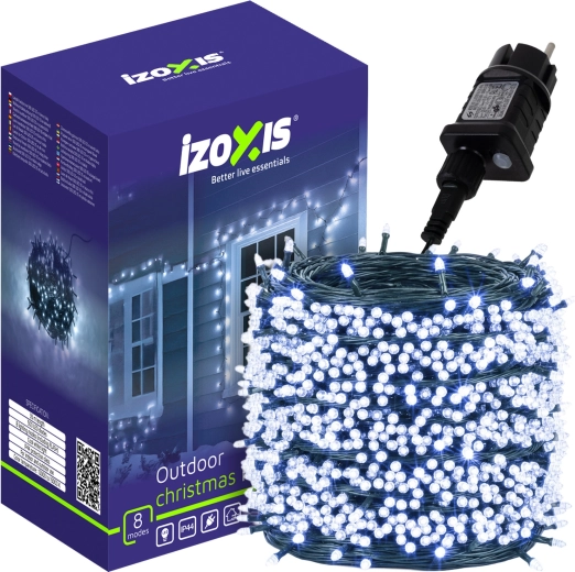 Kültéri karácsonyi LED fényfüzér Izoxis 500 LED 35 m hideg fehér IP44, 8 üzemmód