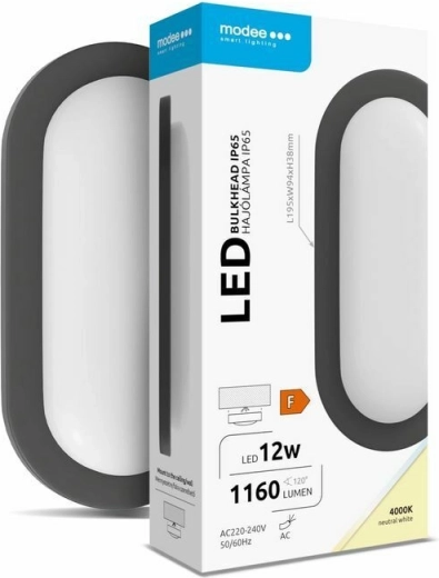 Modee LED ovális fali/mennyezeti lámpa 12 W 4000 K 1160 lm, fekete