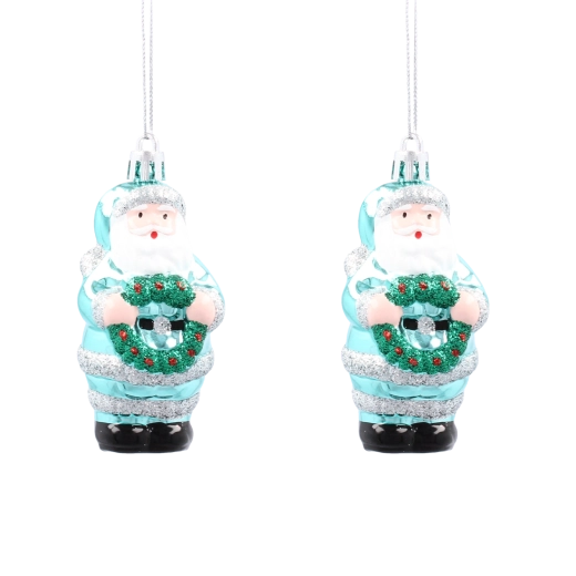 Mikulás koszorúval karácsonyfadísz készlet, 2 db