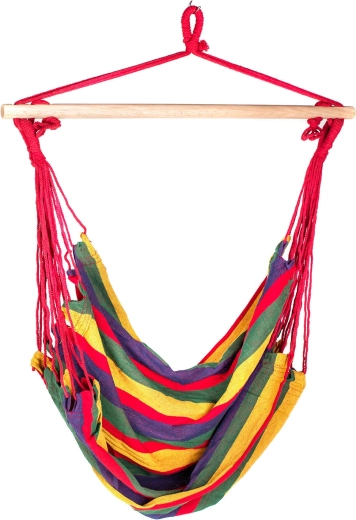Függő hintaszék 100 × 100 cm, színes csíkos design