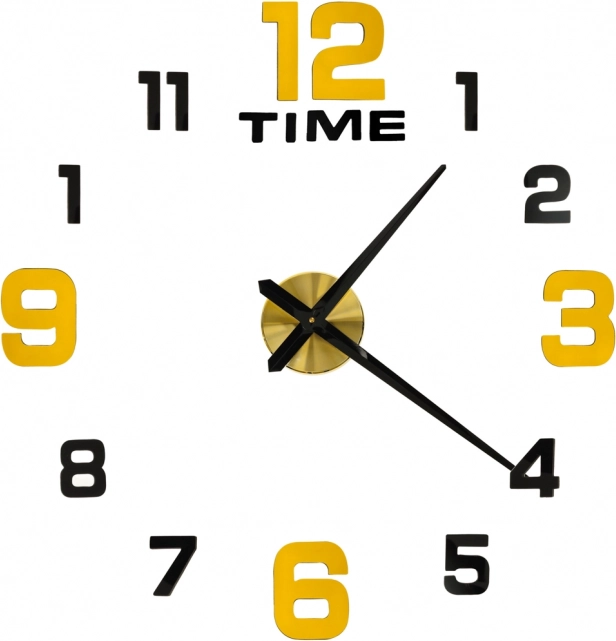 DIY öntapadós falióra 100–120 cm, fekete–arany, 12 számjegy