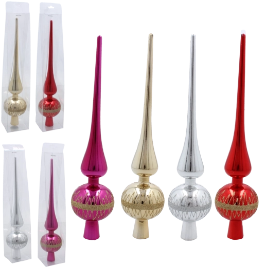 Üveg karácsonyfa-csúcs 28 cm