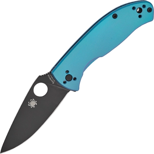 Spyderco Tenacious Blue összecsukható kés, titán markolat, fekete penge 8,5 cm