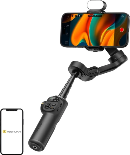 AOCHUAN Smart X2 okostelefon-stabilizátor RGB világítással, fekete