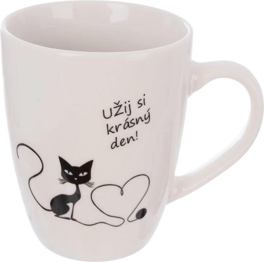 Porcelán bögre macskával és „éld át…” felirattal, 380 ml