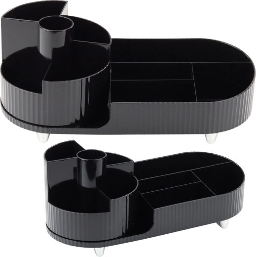 Fekete forgatható multifunkcionális szervező kozmetikumokhoz és íróasztalhoz