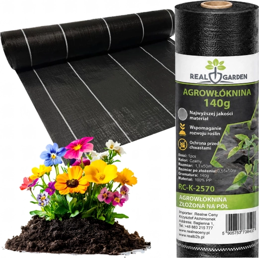 Fekete gyomelnyomó agroszövet 140 g/m² 1,1 × 50 m (UV)