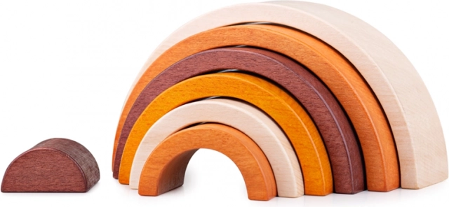 Bigjigs Baby természetes fa rakosgatós szivárvány