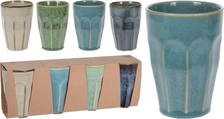 Fülnélküli porcelán bögre 330 ml – színkeverék (4 db)