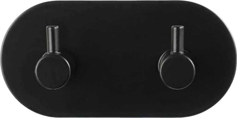 Öntapadós dupla fém akasztó – fekete