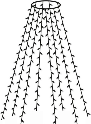 Karácsonyi fenyőre való függönyfény 300 LED – meleg fehér