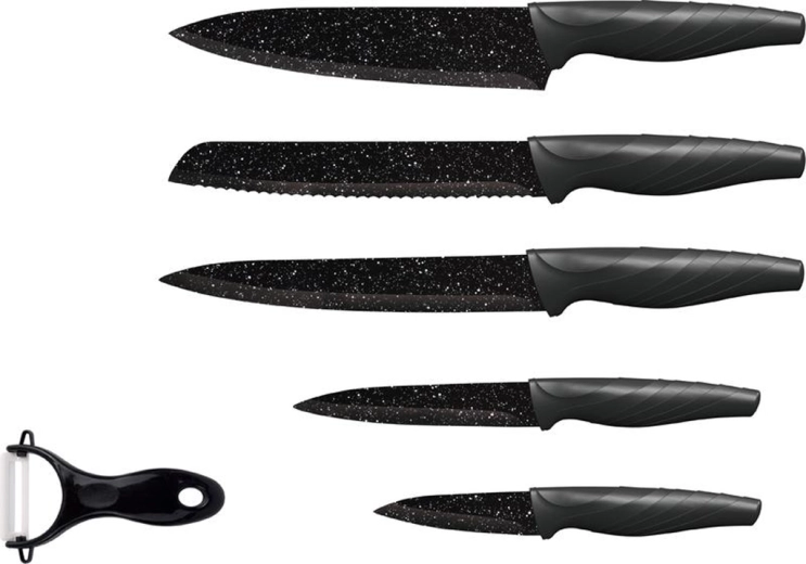 TORO 5 darabos konyhakés-készlet márvány hatású tapadásmentes felülettel + kerámia hámozó