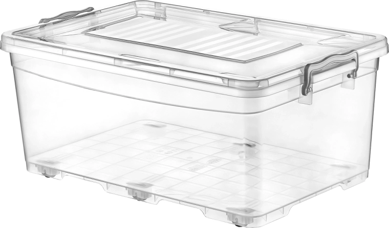 Átlátszó, kerekekkel ellátott 40 l-es tárolódoboz MULTI BOX