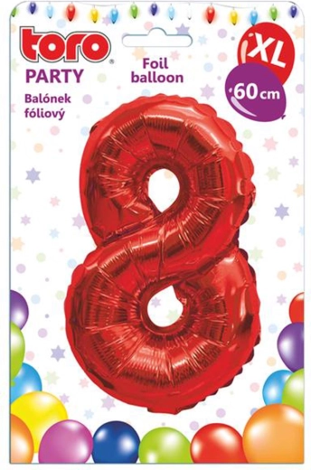 Fólia lufi, 8-as szám, 60 cm, piros