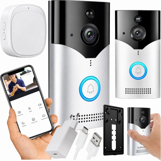 Intelligens vezeték nélküli videós kapucsengő kamerával és Wi‑Fi-vel (PIR) - 1 db